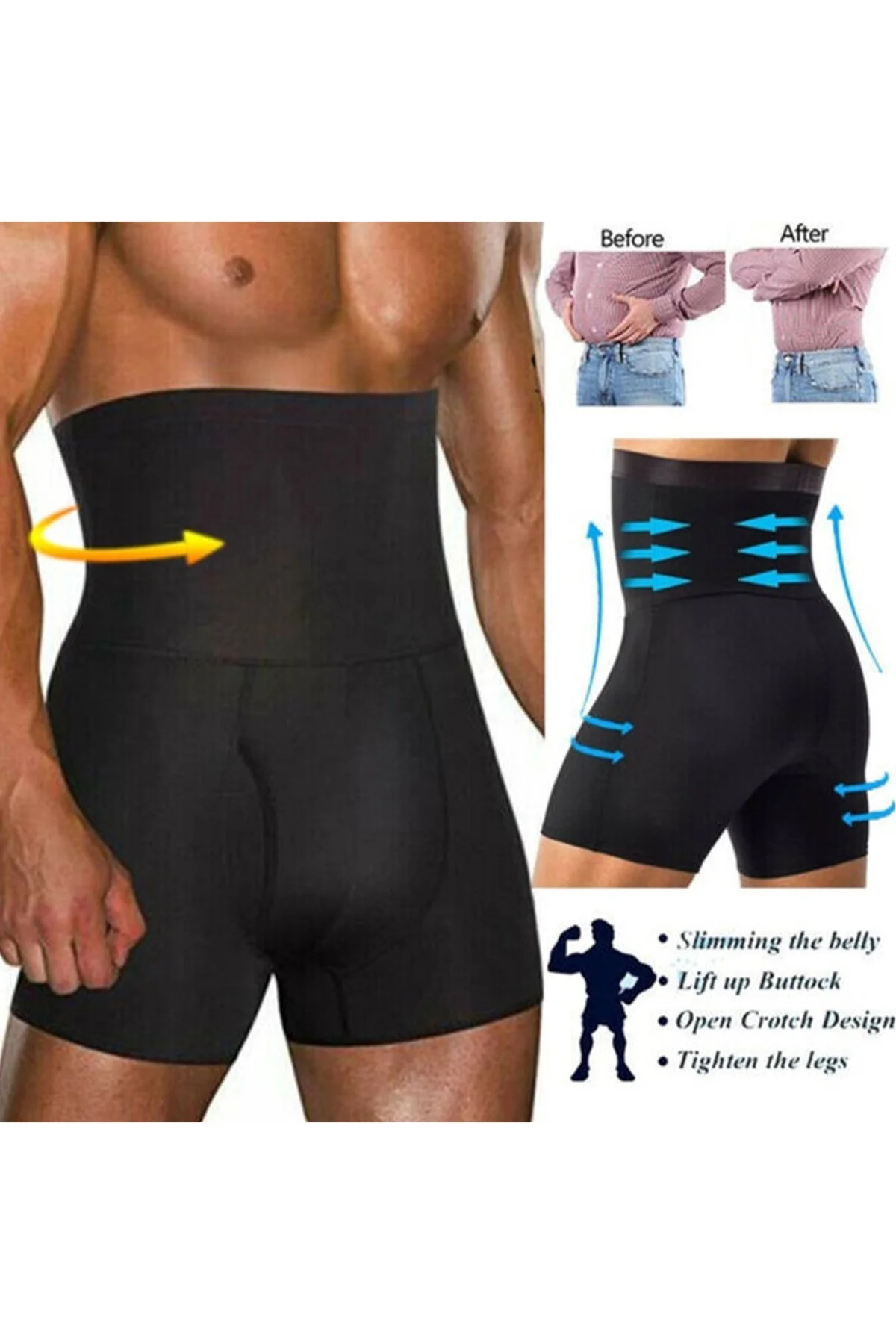 Bel Inceltici Ve Sıkılaştırıcı Erkek Boxer Korse Siyah Renk