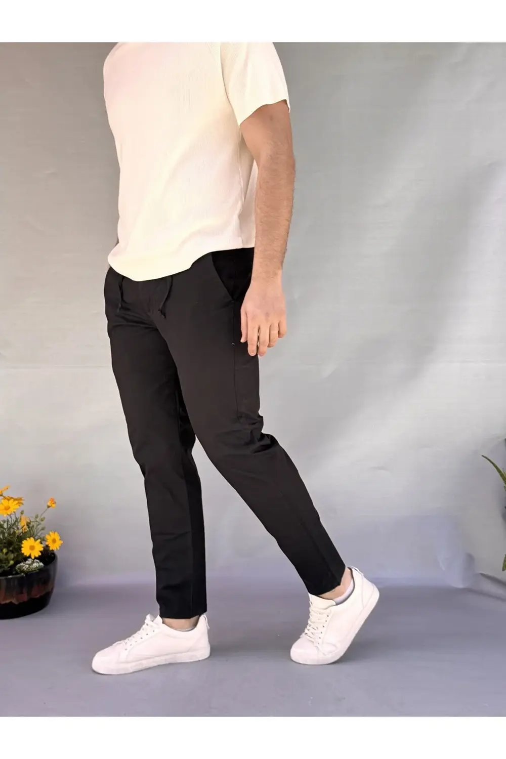 Bel Lastik İpli Arka Cep Kapaklı Jogger