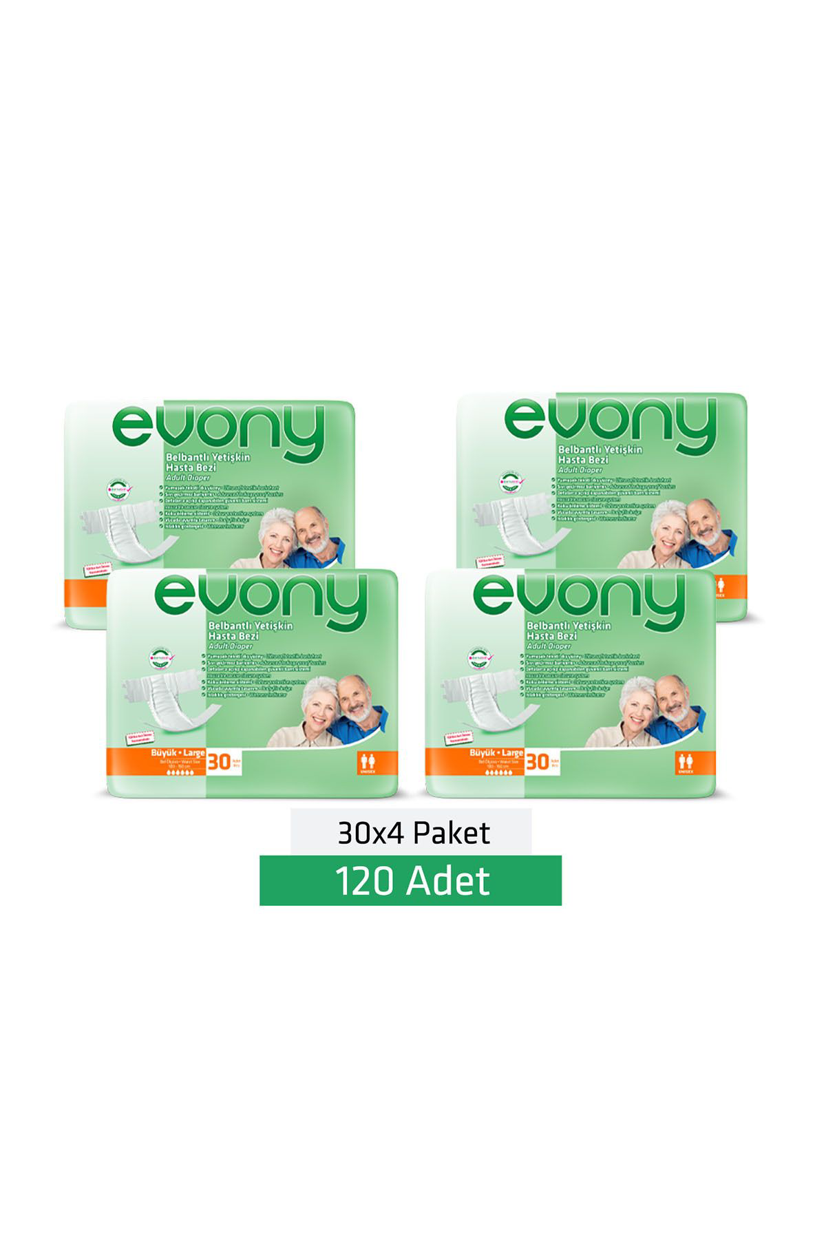 Belbantlı Yetişkin Hasta Bezi Large 30 Lu X 4 Adet