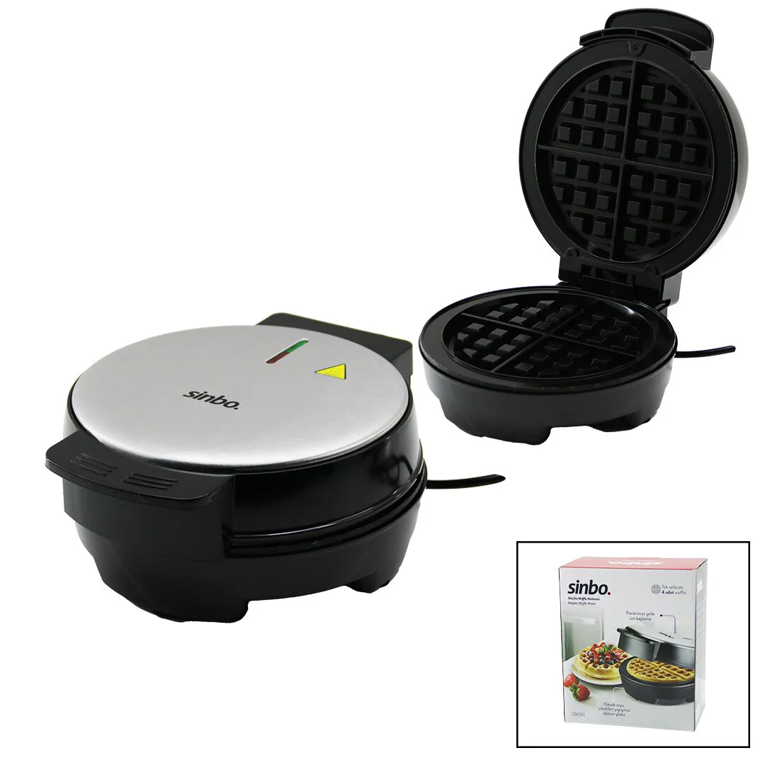 Belçika Waffle Makinesi Elektrikli 4 Waffle - Yapışmaz Döküm Plaka Paslanmaz Çelik Üst Kaplama SSM-2591