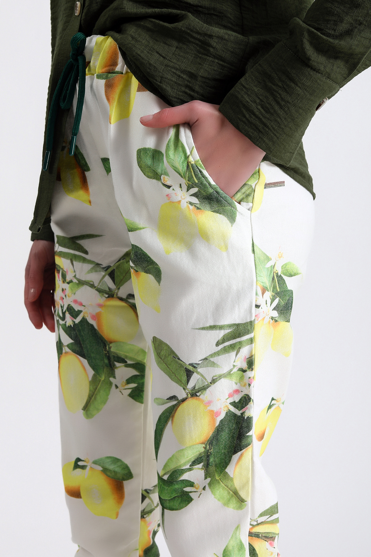 Dreamlike Beli Lastik Ve Kordon Büzgülü Çift Cepli Desenli Rahat Kalıp Şık