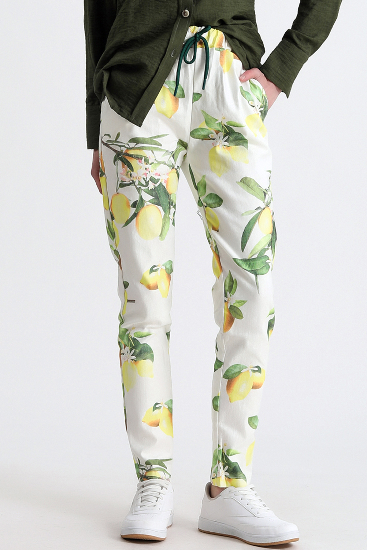 Dreamlike Beli Lastik Ve Kordon Büzgülü Çift Cepli Desenli Rahat Kalıp Şık