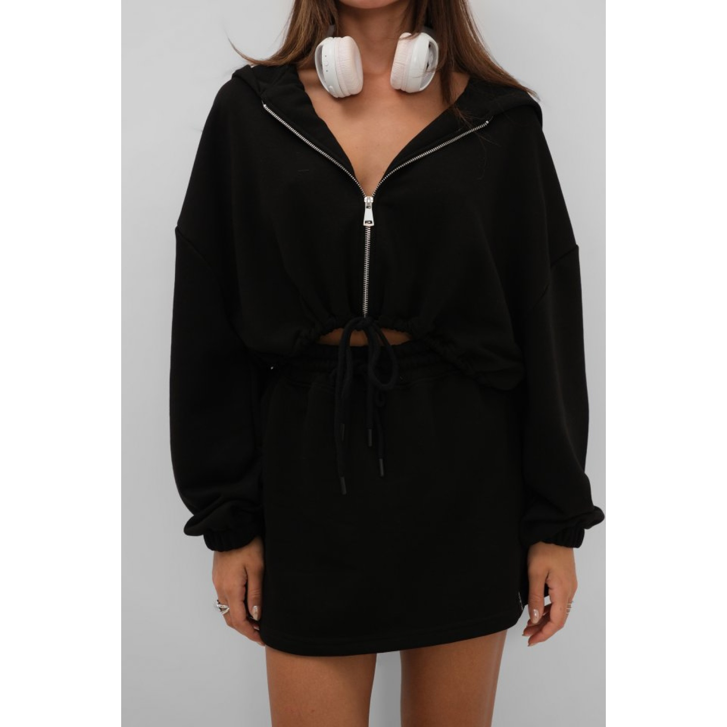 Beli Lastikli Fermuarlı Sweatshirt
