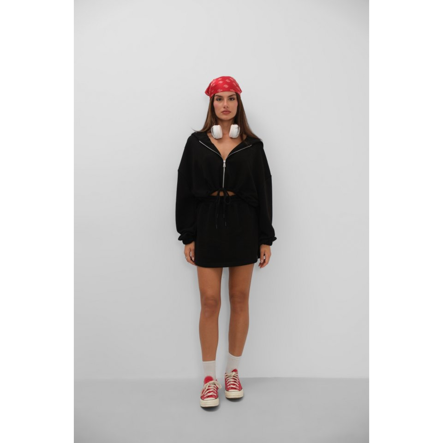 Beli Lastikli Fermuarlı Sweatshirt