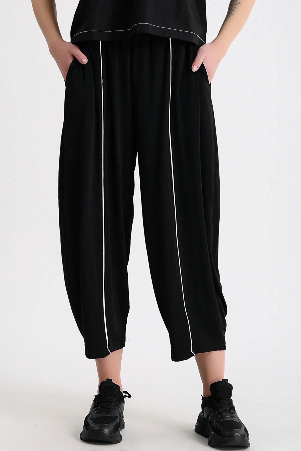 Dreamlike Beli Lastikli Önü Beyaz Biyeli Çift Cepli Dökümlü Soft Yumuşak Do