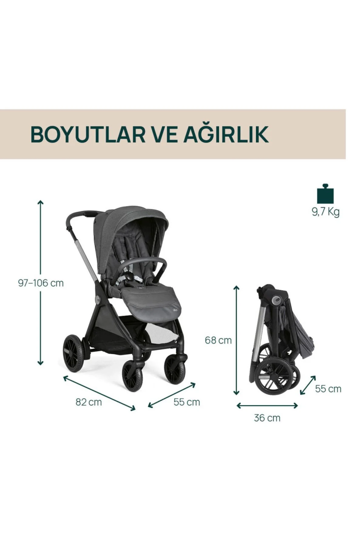 Bellagio Bebek Arabası Black Satin