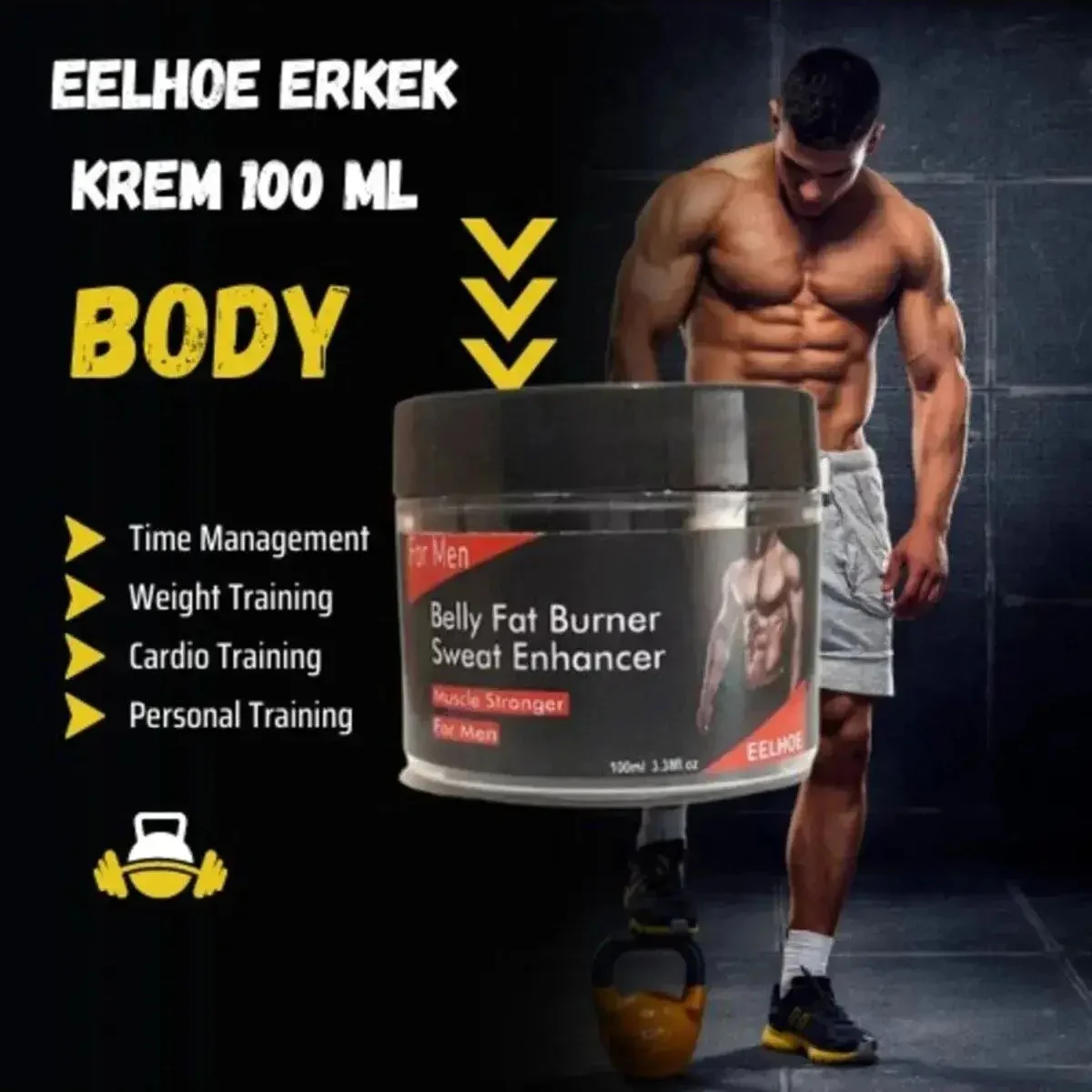Belly Fat Burner Erkek Karın Yağı Kremi - 100ml x 3 Adet Hızlı Etki