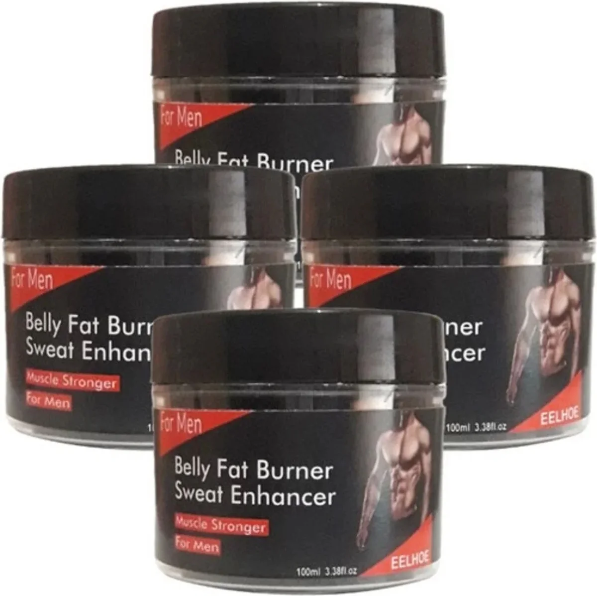 Belly Fatburner Ter Artırıcı Krem – Erkeklere Özel 4'lü Set (100 ml)