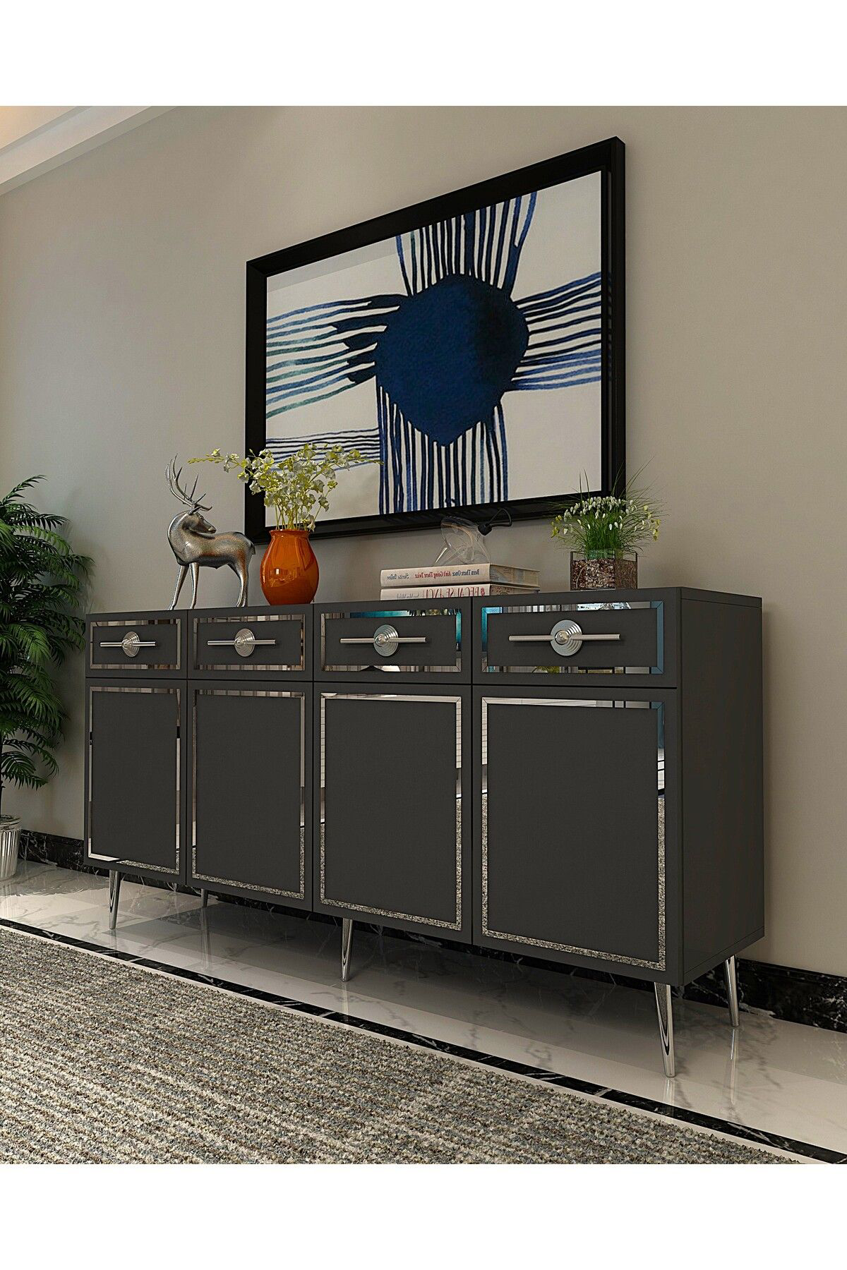 Cantek Dizayn Bellyct (Kb150) Konsol Antrasit-Gümüş