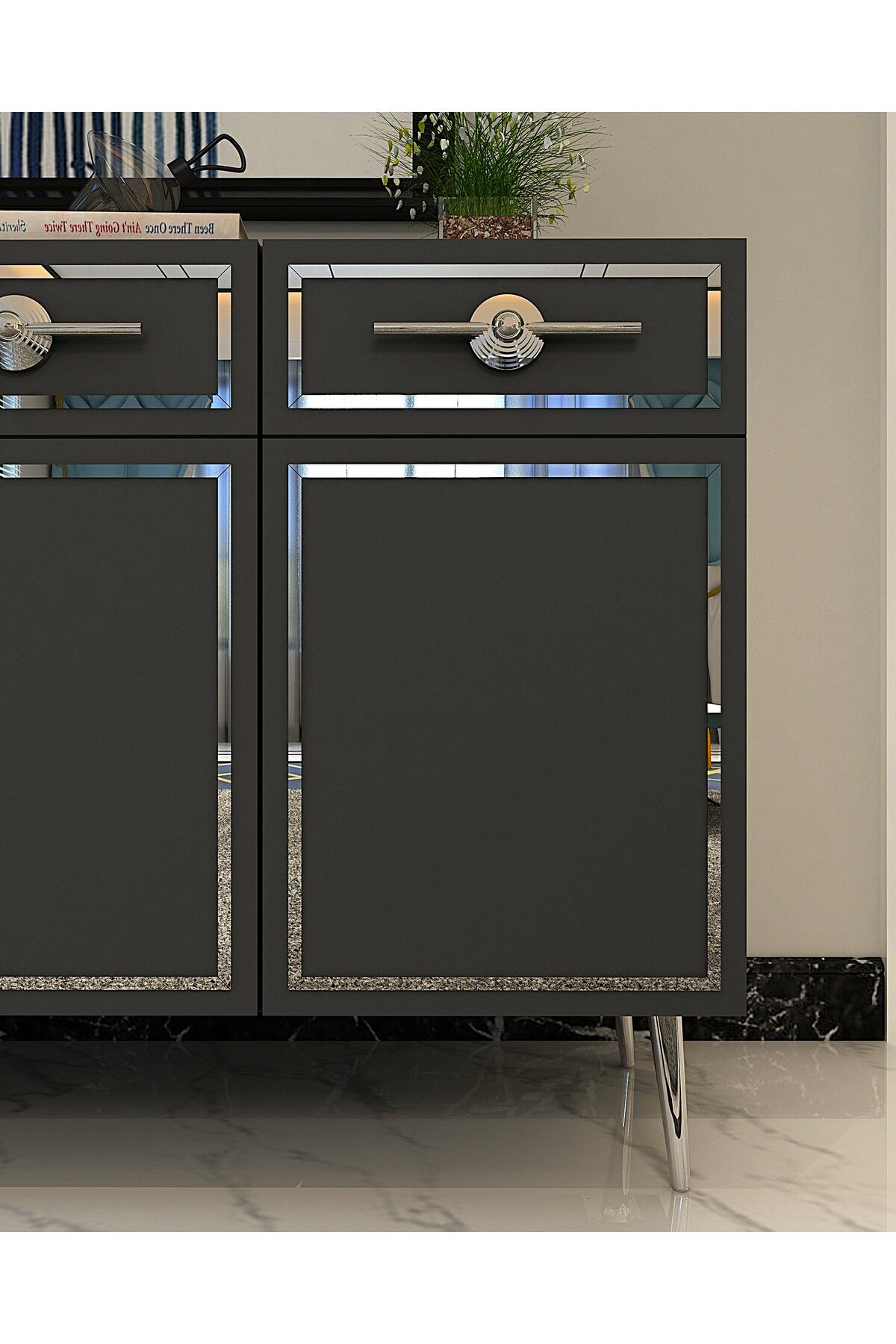 Cantek Dizayn Bellyct (Kb150) Konsol Antrasit-Gümüş