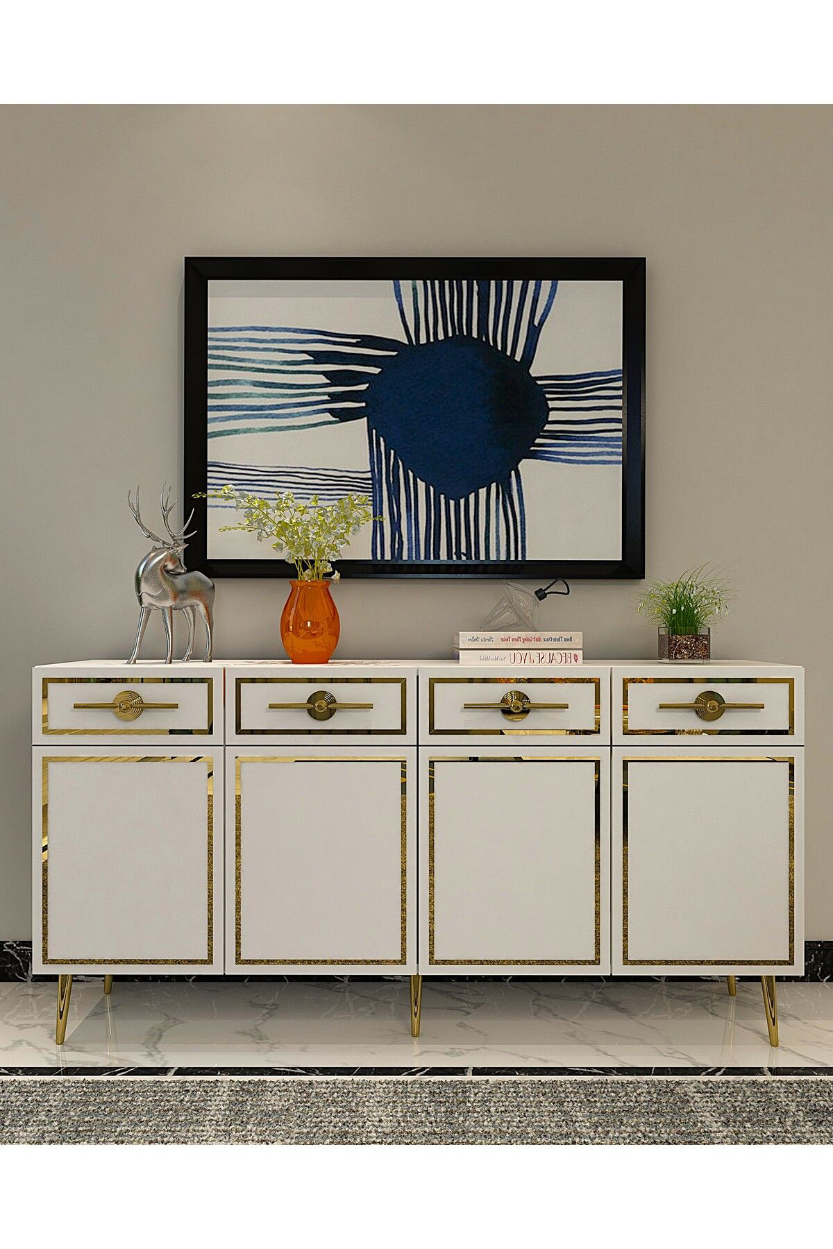 Cantek Dizayn Bellyct (Kb150) Konsol Beyaz-Altin