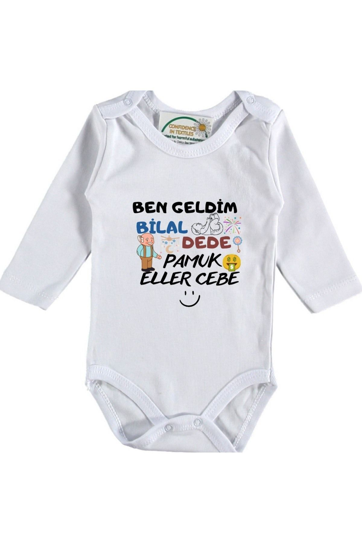 Ben geldim Dede Pamuk Eller Cebe Yazılı Bebek Zıbını