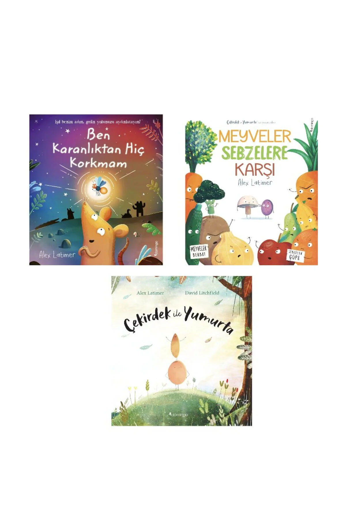 ben karanliktan hic korkman + cekirdek ve yumurta + meyveler sebzelere karsi =3 kitap