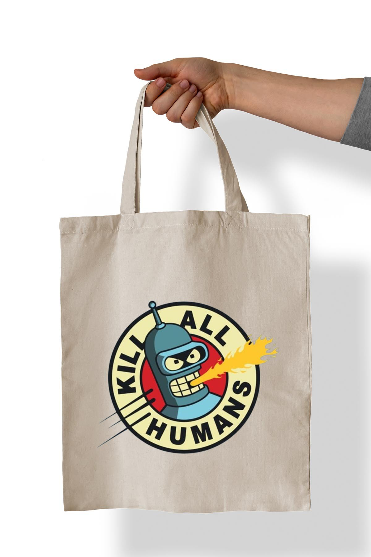 Remonz Bender Baskili %100 Pamuk 35X38 Cm Bez Çanta