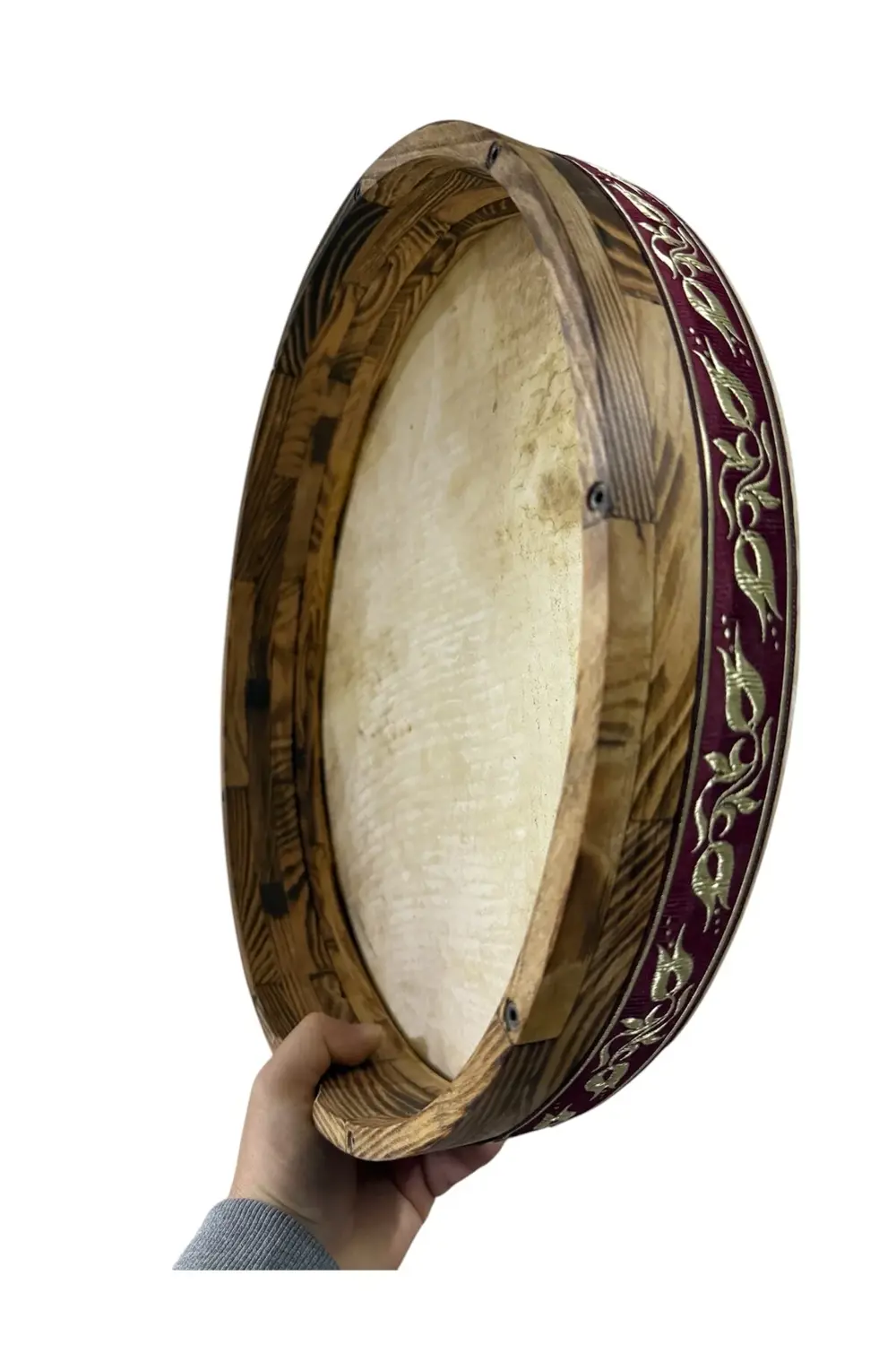 Bendir Keçi Derili 40cm İçten Akortlu Ceviz Kasnak Kılıflı