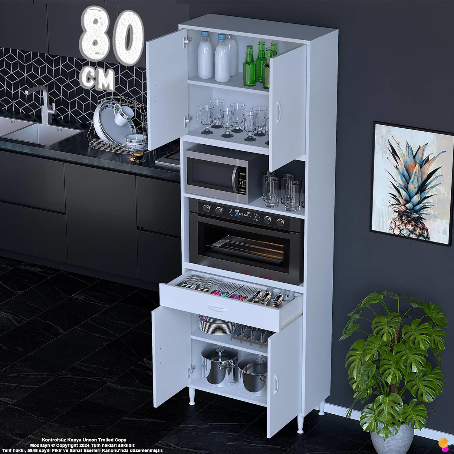 Bengi 80 cm Organizer Fırın Dolabı - Kahve Makinası Mutfak Robotu Bengi 80 cm Organizer Fırın Dolabı - Kahve Makinası Mutfak Robotu