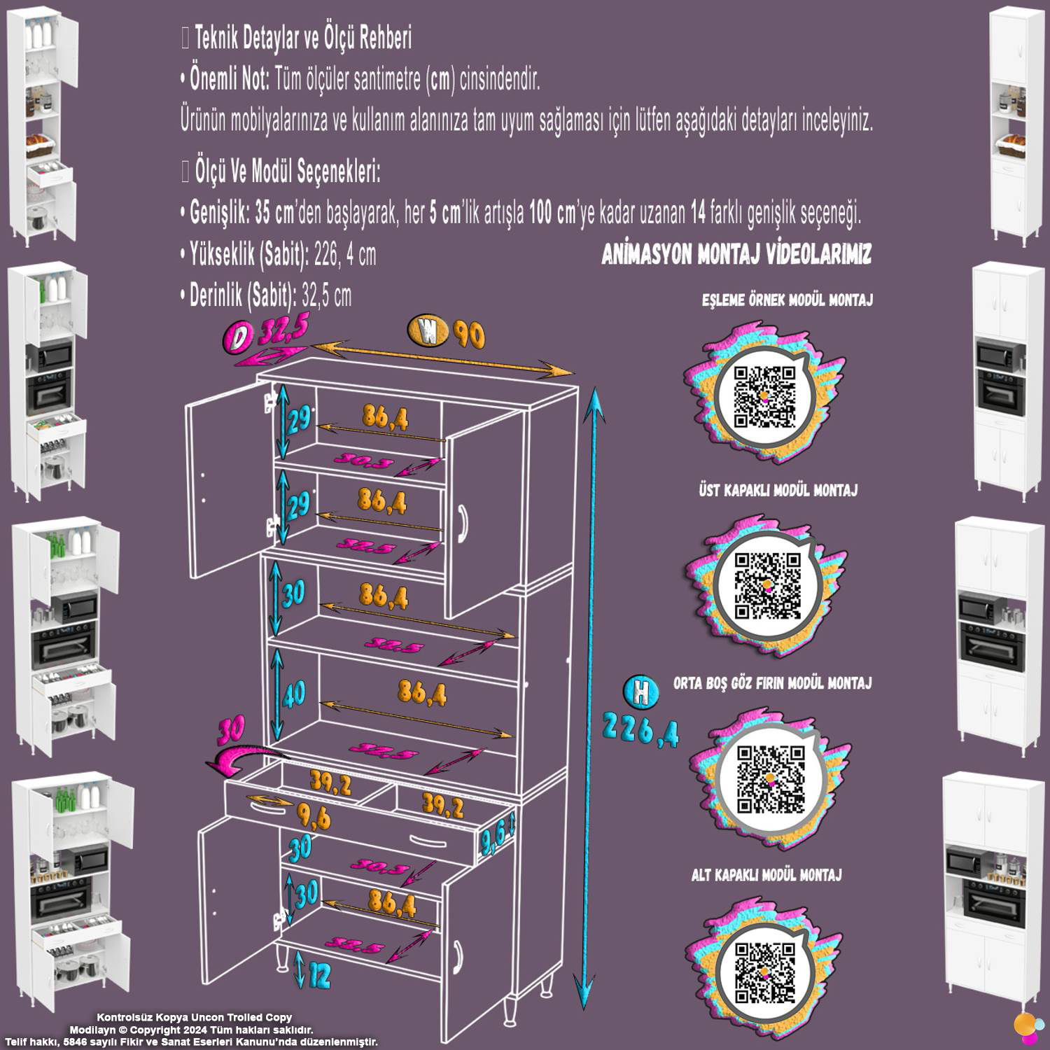 Bengi 90 cm Organizer Fırın Dolabı - Kahve Makinası Mutfak Robotu Bengi 90 cm Organizer Fırın Dolabı - Kahve Makinası Mutfak Robotu - Görsel 2