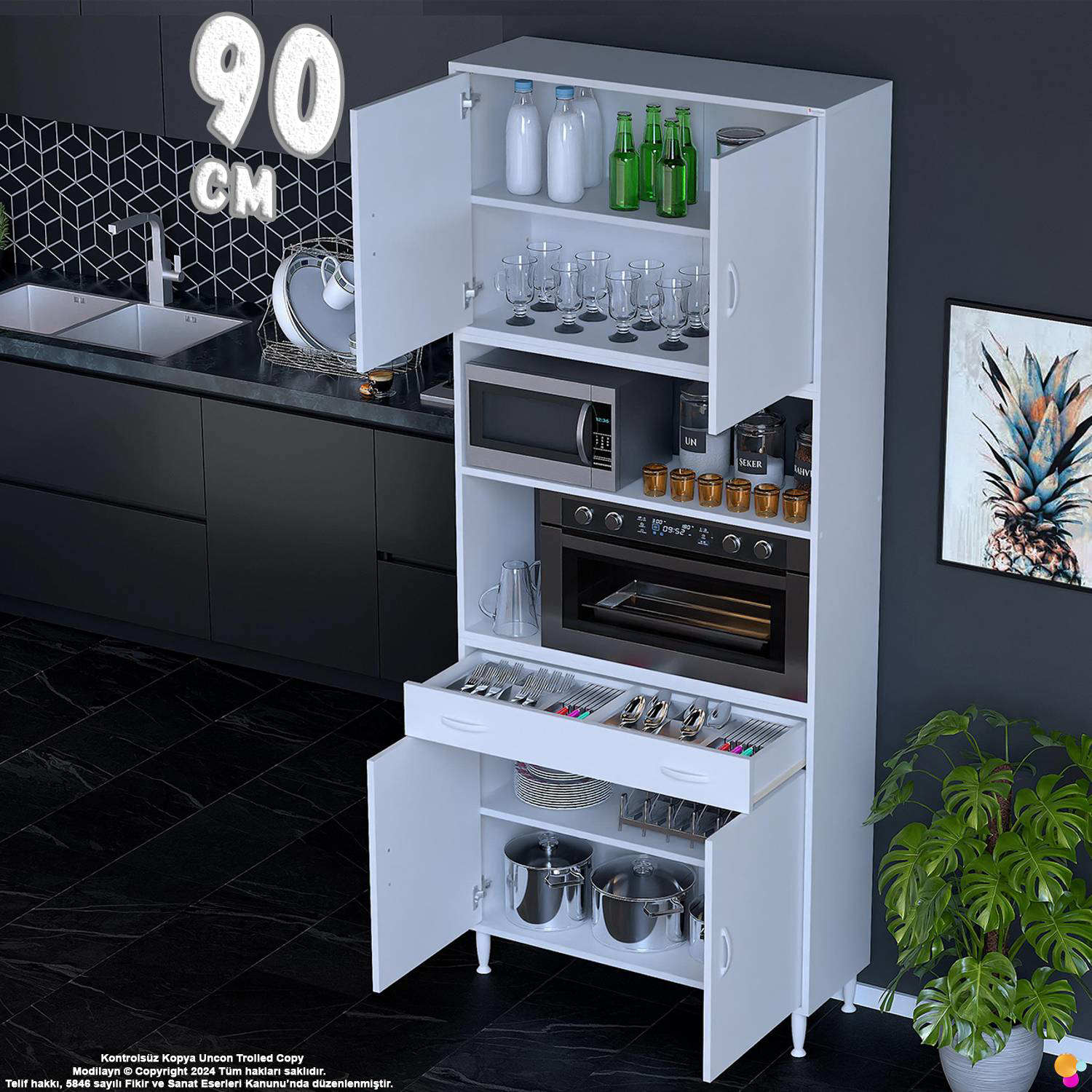 Bengi 90 cm Organizer Fırın Dolabı - Kahve Makinası Mutfak Robotu Bengi 90 cm Organizer Fırın Dolabı - Kahve Makinası Mutfak Robotu