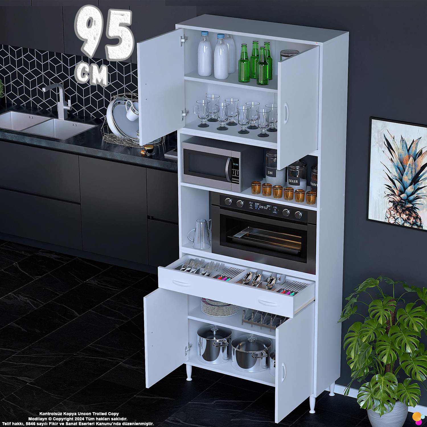 Bengi 95 cm Organizer Fırın Dolabı - Kahve Makinası Mutfak Robotu Bengi 95 cm Organizer Fırın Dolabı - Kahve Makinası Mutfak Robotu