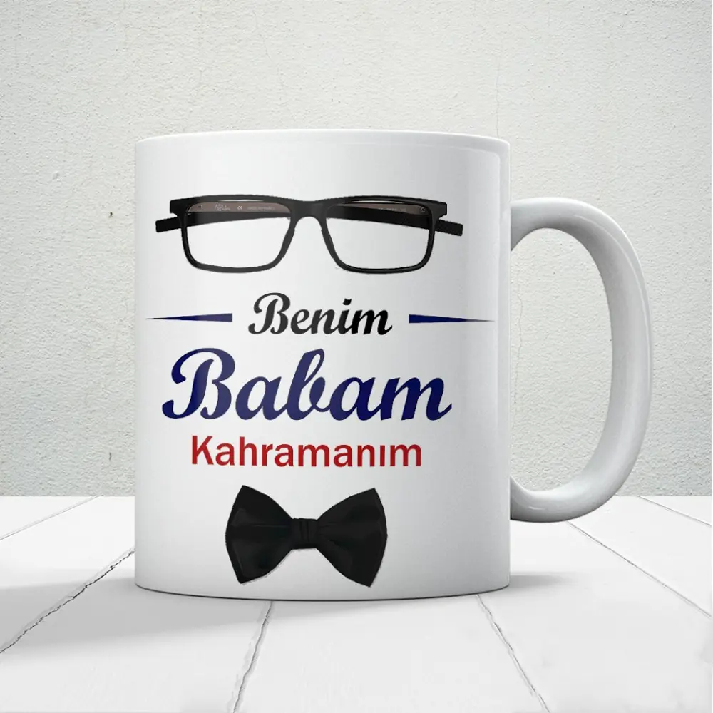 Benim Babam Kahramanım Babalar Günü Baskılı Kupa Bardak Kahve Kup