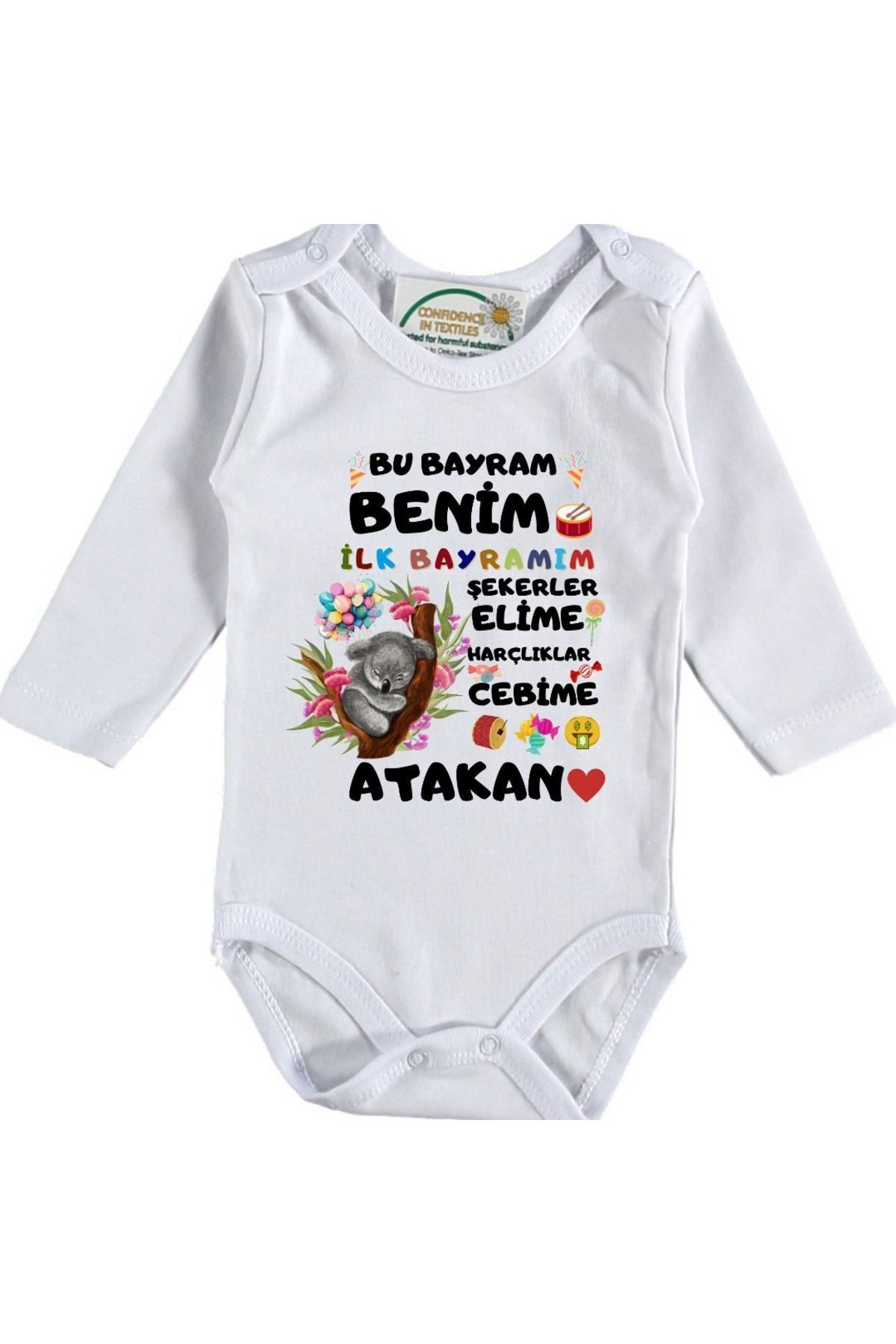 Benim İlk Bayramım Şekerler Elime Harçlıklar Cebime Yazılı Bebek 