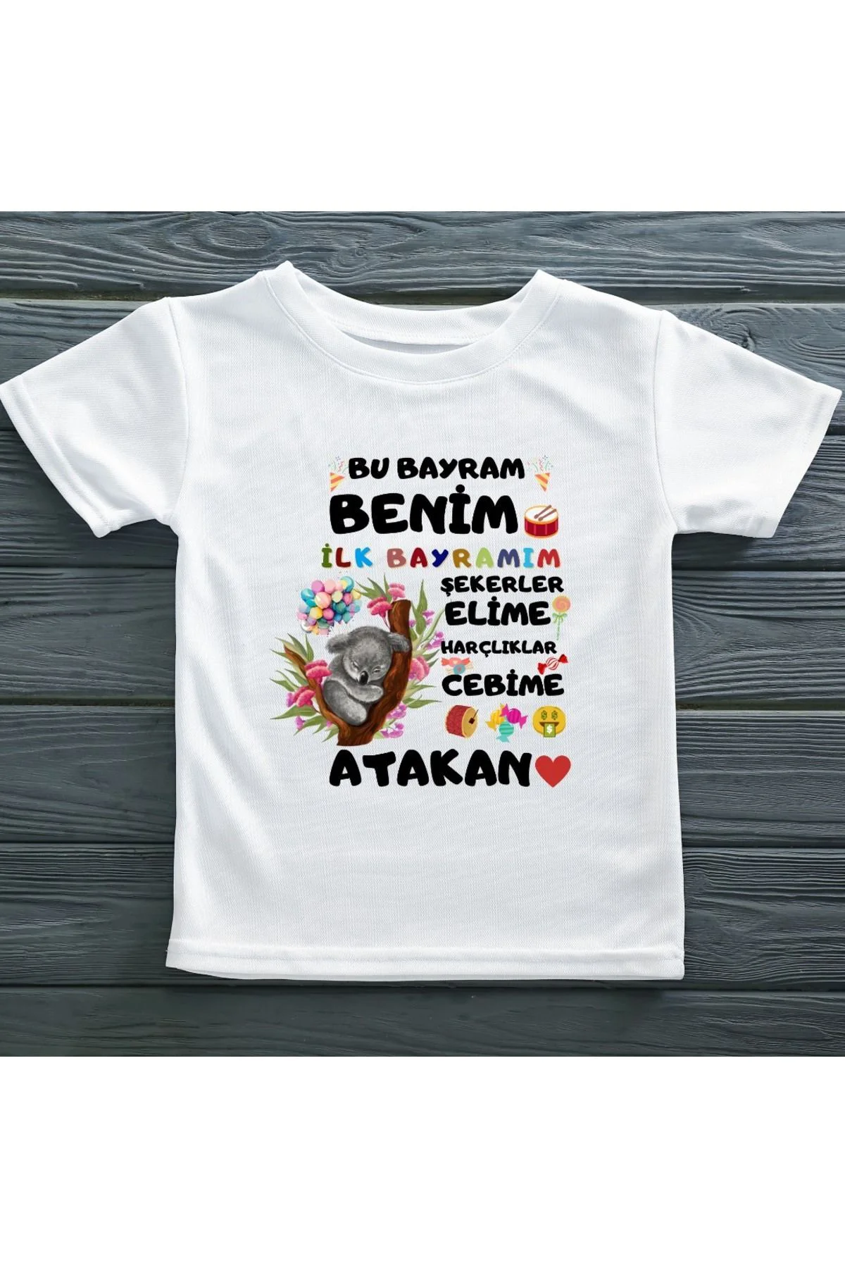 Benim İlk Bayramım Şekerler Elime Harçlıklar Cebime Yazılı Çocuk 