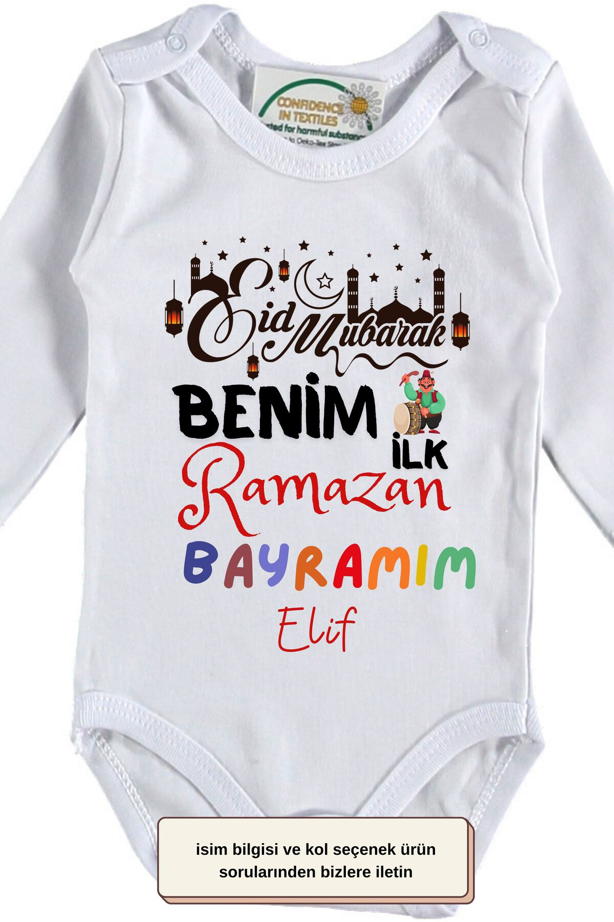Benim İlk Ramazan bayramım Yazılı Kişiye özel Bebek Zıbın