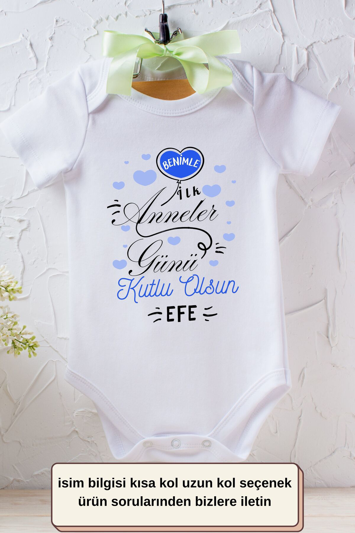 Benimle İlk Anneler Günü Yazılı Kişiye özel Bebek Zıbın