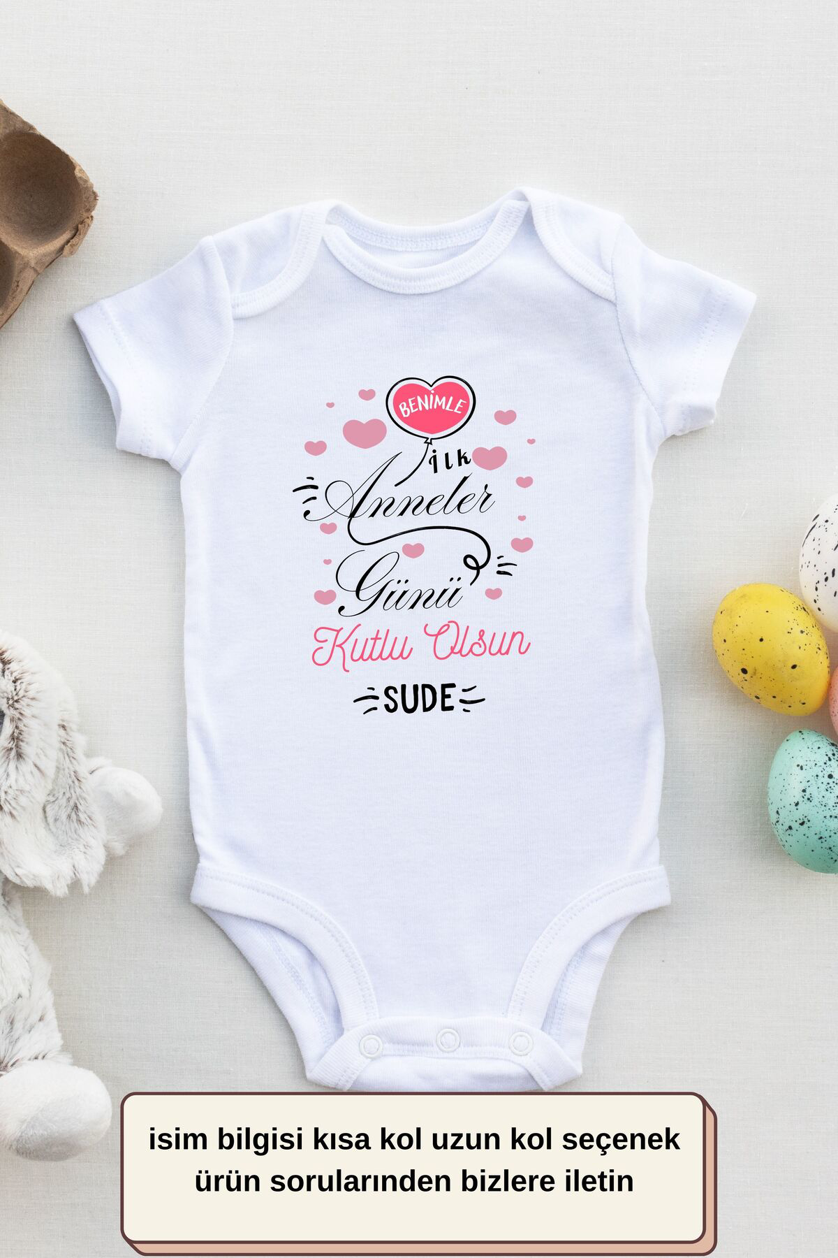 Benimle İlk Anneler Günü Yazılı Kişiye özel Bebek Zıbın