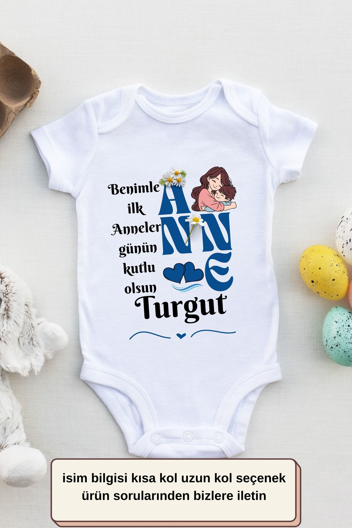 Benimle İlk Anneler Günü Yazılı Kişiye özel Bebek Zıbın