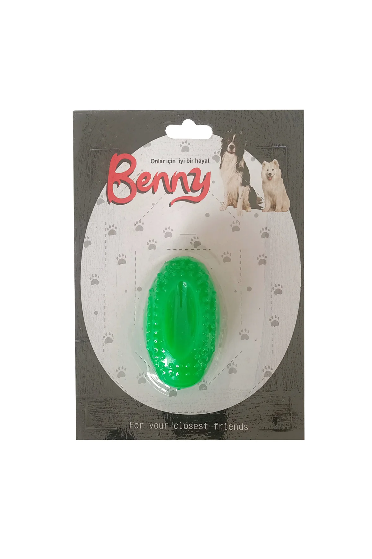 Benny Köpek Oyuncağı Sert Elips Top 8 x 4.5 cm Yeşil