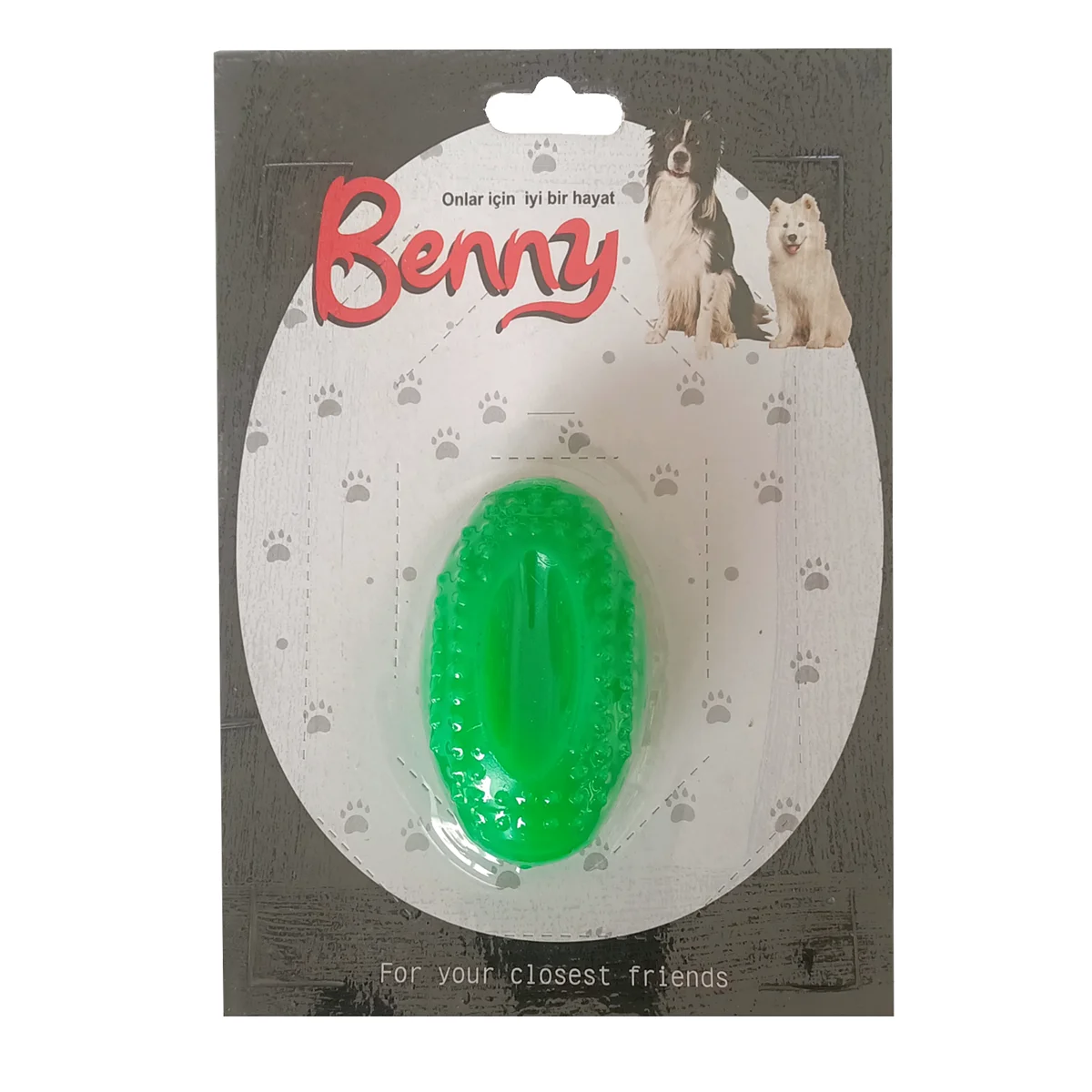 Köpek Oyuncağı Sert Elips Top 8 x 4.5 cm Yeşil