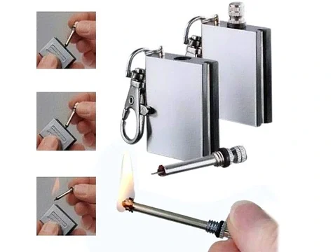 Benzinli Kibrit Çakmak Magnezyum Çubuklu Anahtarlıklı Benzinli Me