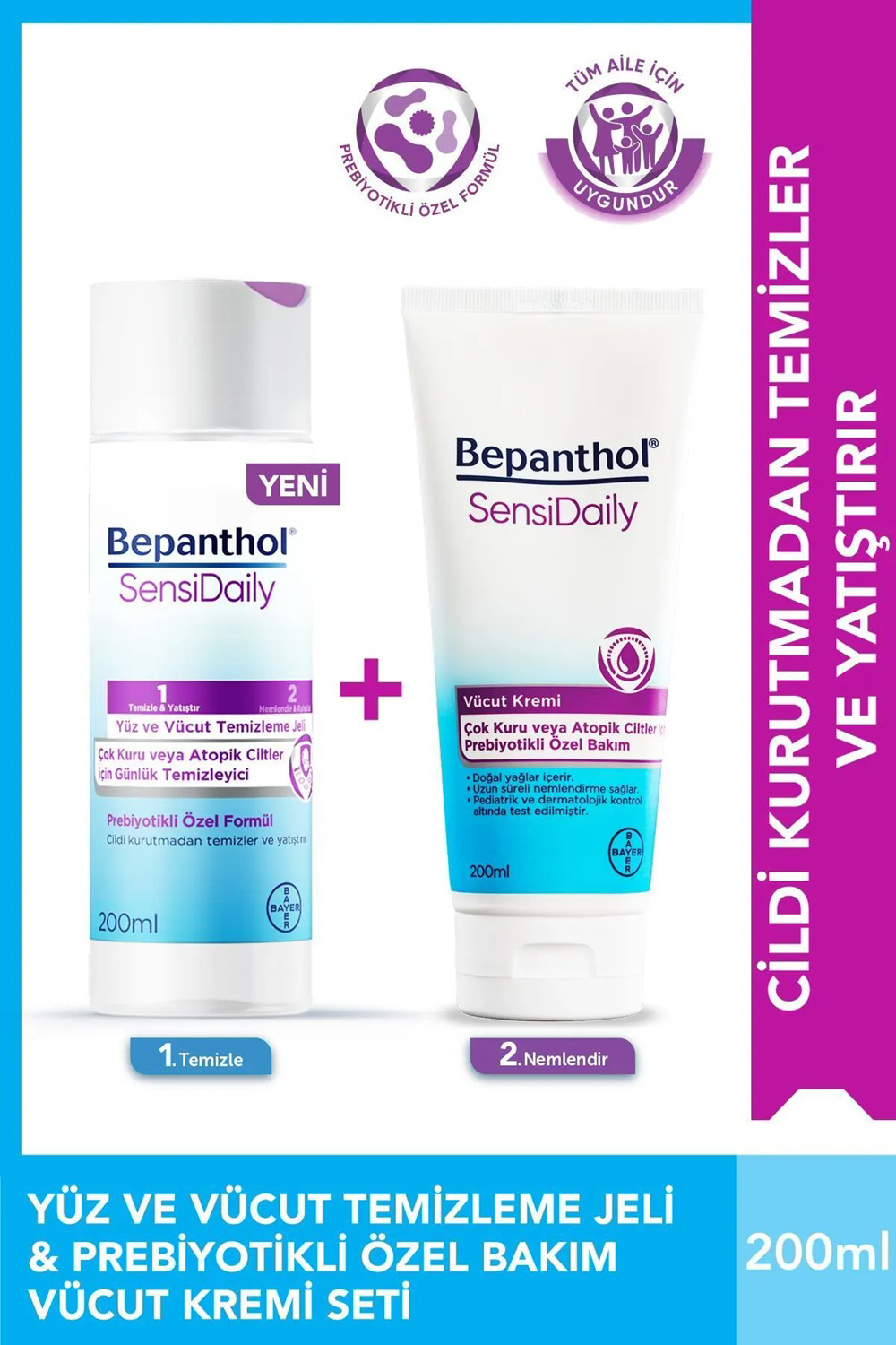 Bepanthol  Sensidaily Günlük Vücut Bakim Kremi 200Ml + Yüz Ve Vücu