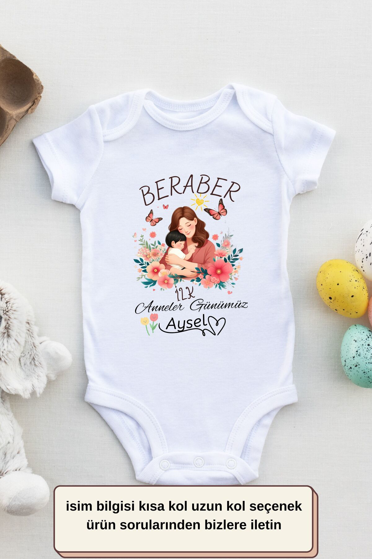 Beraber İlk Anneler Günü Yazılı Kişiye özel Bebek Zıbın
