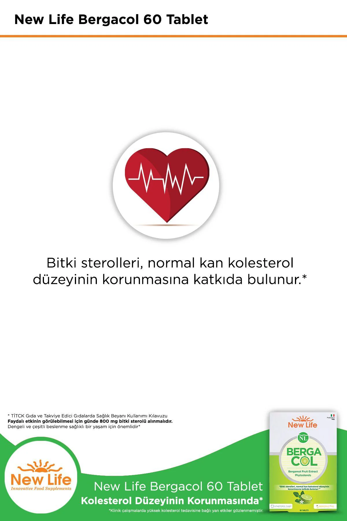 Bergacol 60 Tablet - Bergamot Meyve Ekstresi ve Bitki Sterolleri