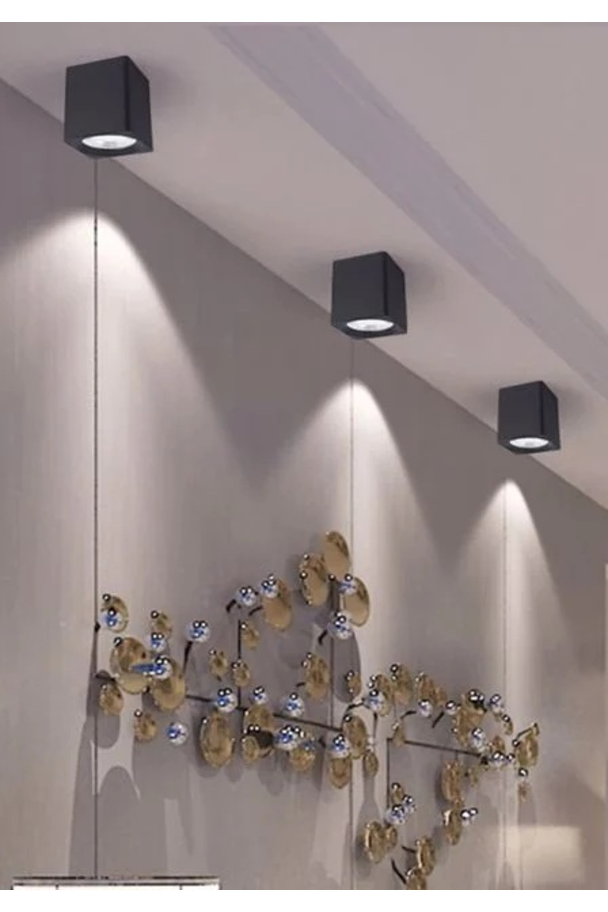 BERGAMA SIVA ÜSTÜ ARMATÜR (GU-10 ) KARE (SİYAH+PLATİN)