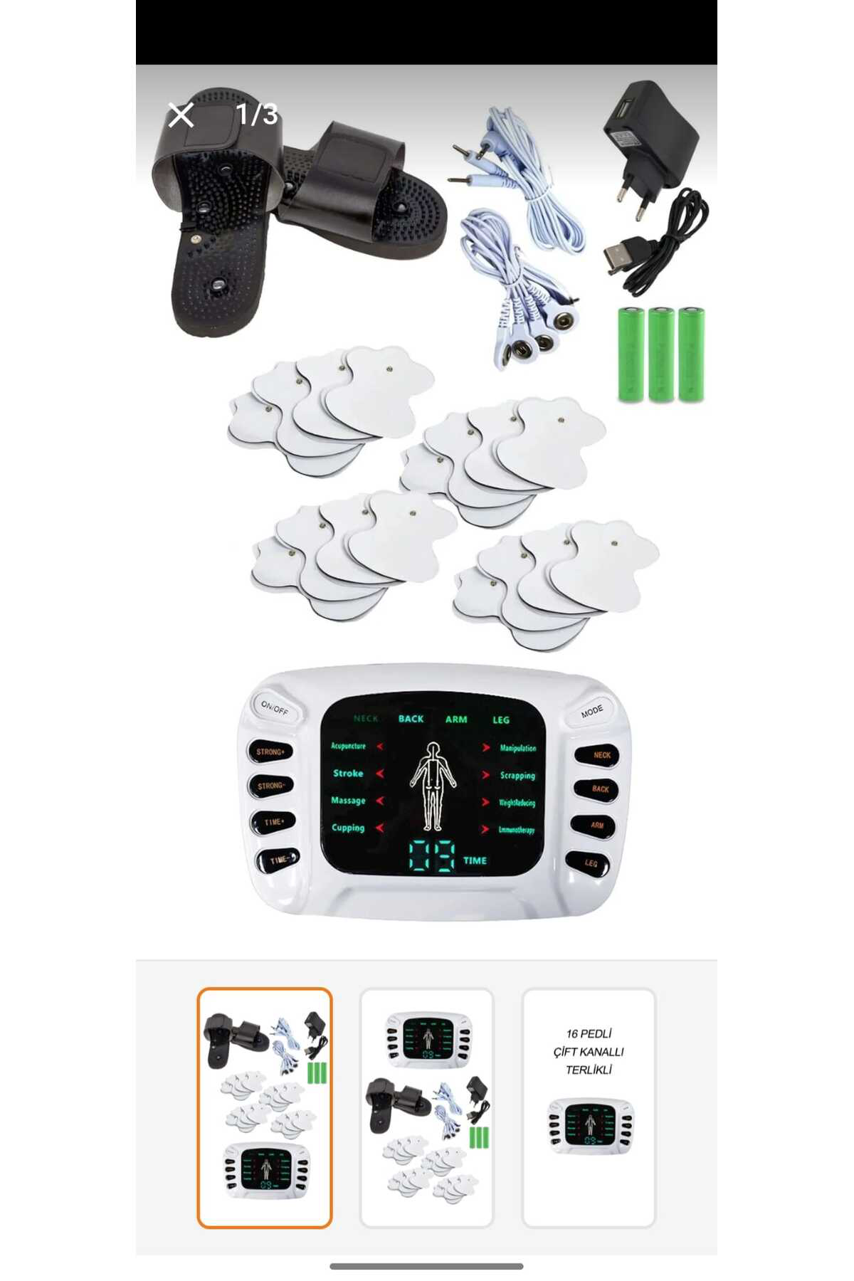 BERİS MEDİKAL Çift Kanallı 16 Pedli Ve Terlikli Fizik Tedavi Tens