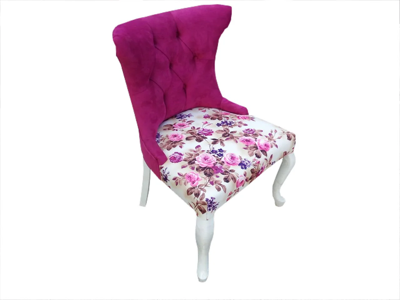 Berjer 12525 ÇAY SET Kayın ASLAN Ayak Model Parlak Beyaz Kapitone Babayface Kumaş