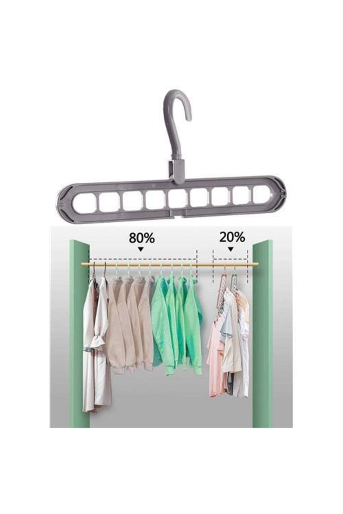 Homecare Berkley Gri %80 Yerden Tasarruflu Askı 715705