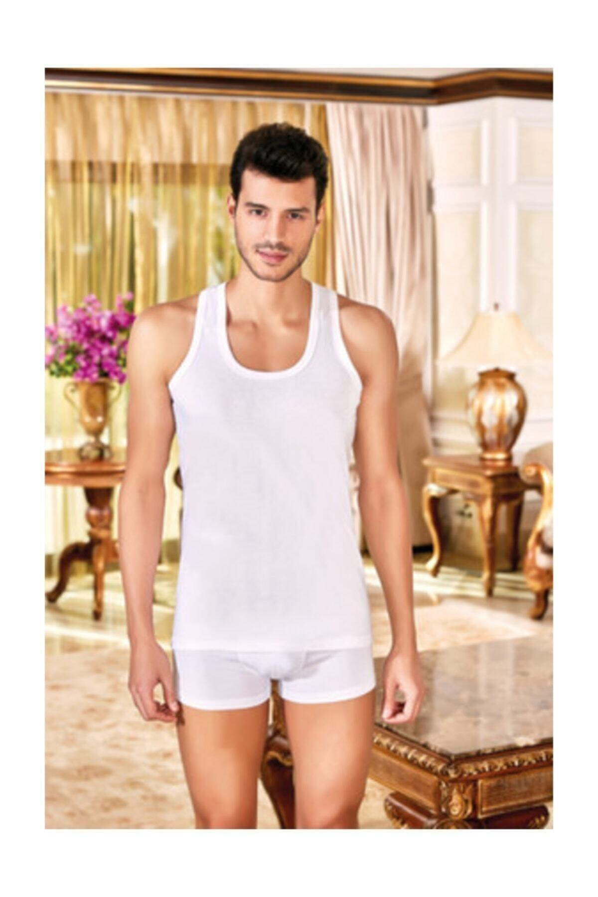 Berrak 1004 Model Erkek Beyaz 6'lı Paket %100 Pamuk Klasik Penye Atlet