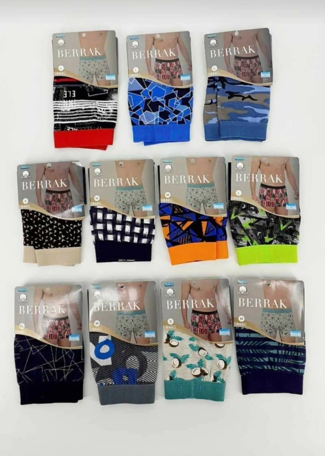 BERRAK 4480 ERKEK PENYE DESENLİ LİKRALI BOXER 12 ADET