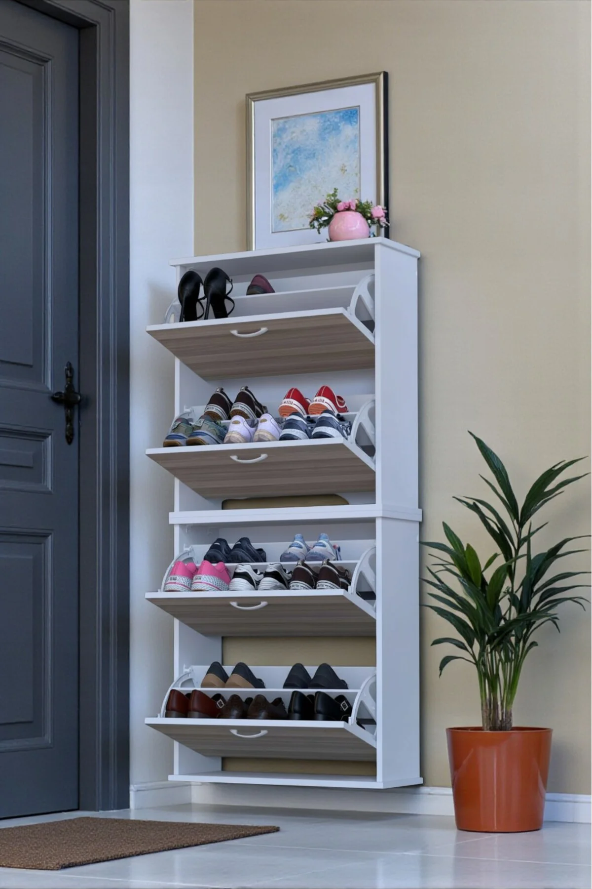 Berrak Cordoba 8 Bölmeli Ayakkabılık 72 cm Genişlikte Duvara Mont Berrak Cordoba 8 Bölmeli Ayakkabılık 72 cm Genişlikte Duvara Mont