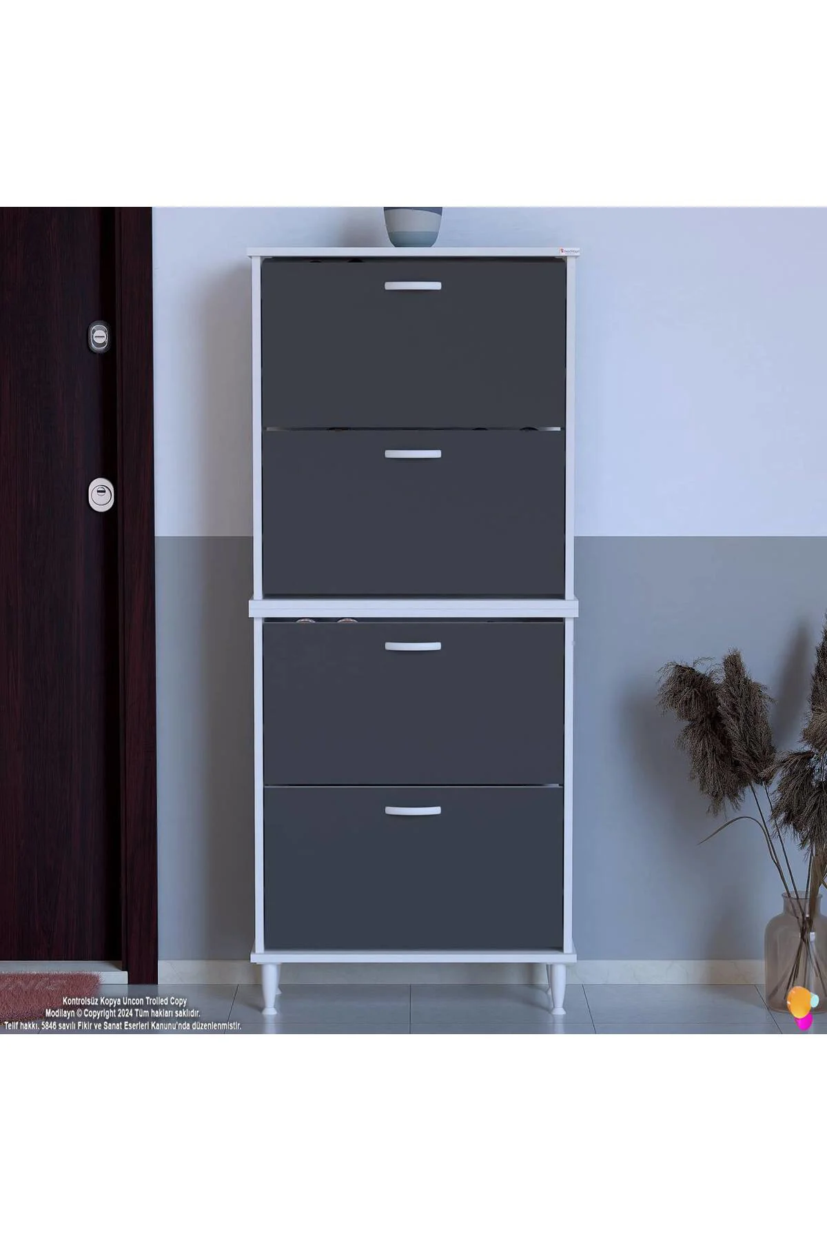 Berry Antrasit 8 Raflı 4 Düşer Kapaklı Ayakkabılık 72 cm Genişlik Berry Antrasit 8 Raflı 4 Düşer Kapaklı Ayakkabılık 72 cm Genişlik