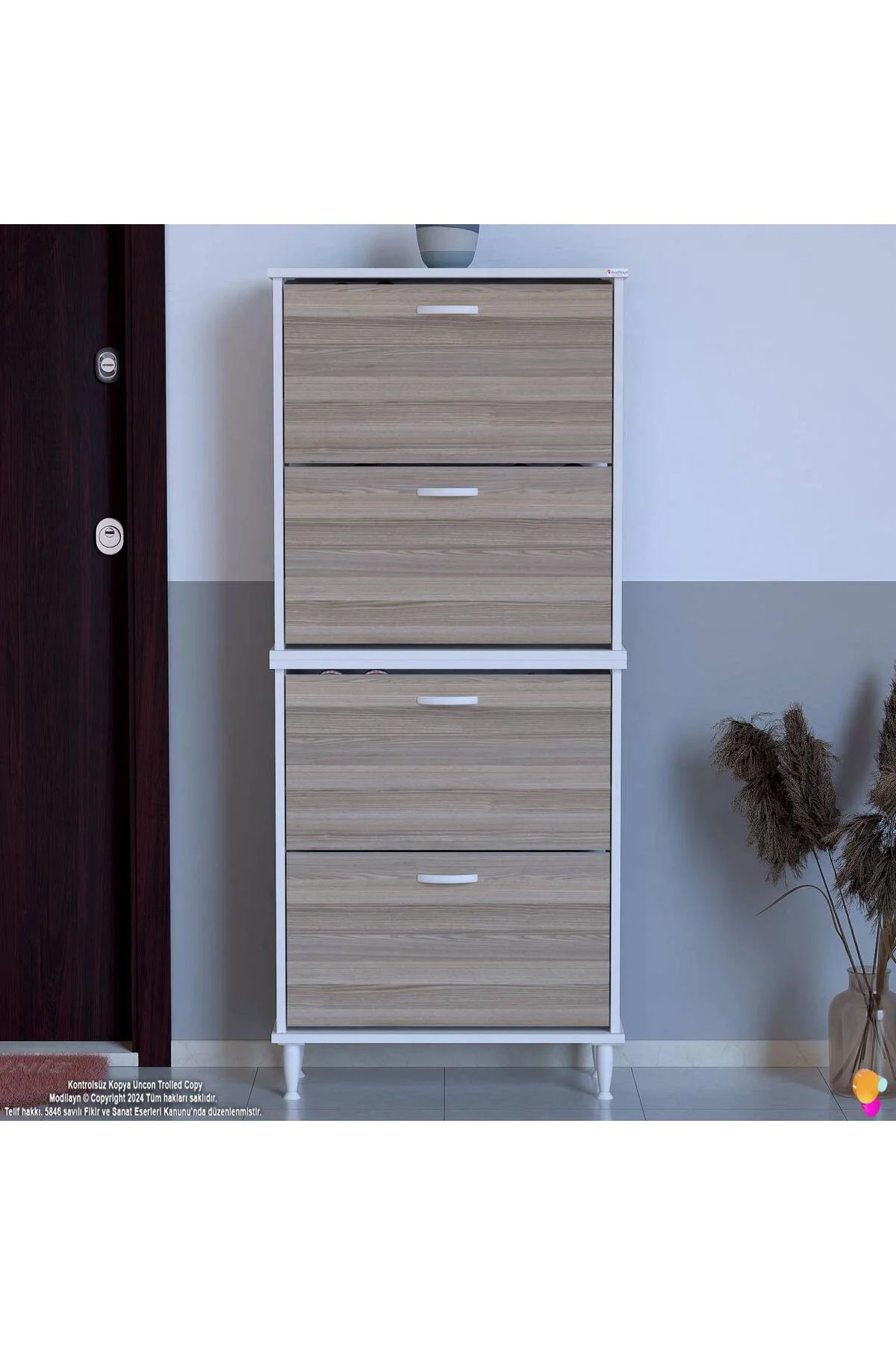 Berry Cordoba 8 Raflı 4 Düşer Kapaklı Ayakkabılık 72 cm Genişlik 