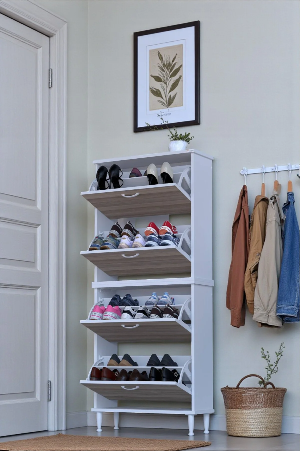 Berry Cordoba 8 Raflı 4 Düşer Kapaklı Ayakkabılık 72 cm Genişlik 