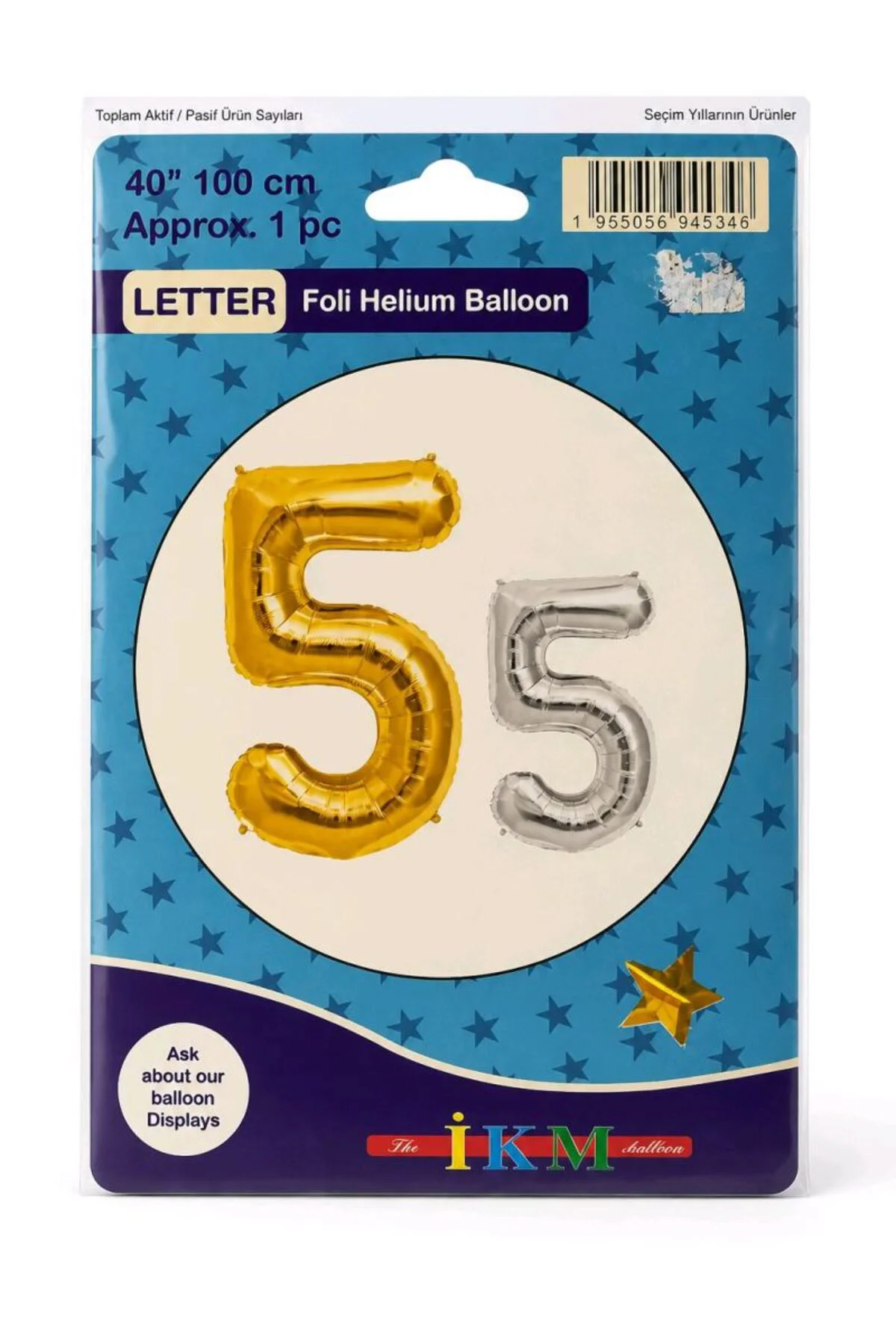 Beş Sayılı Helyum Balon Sarı 40"100 cm Beş Sayılı Helyum Balon Sarı 40"100 cm