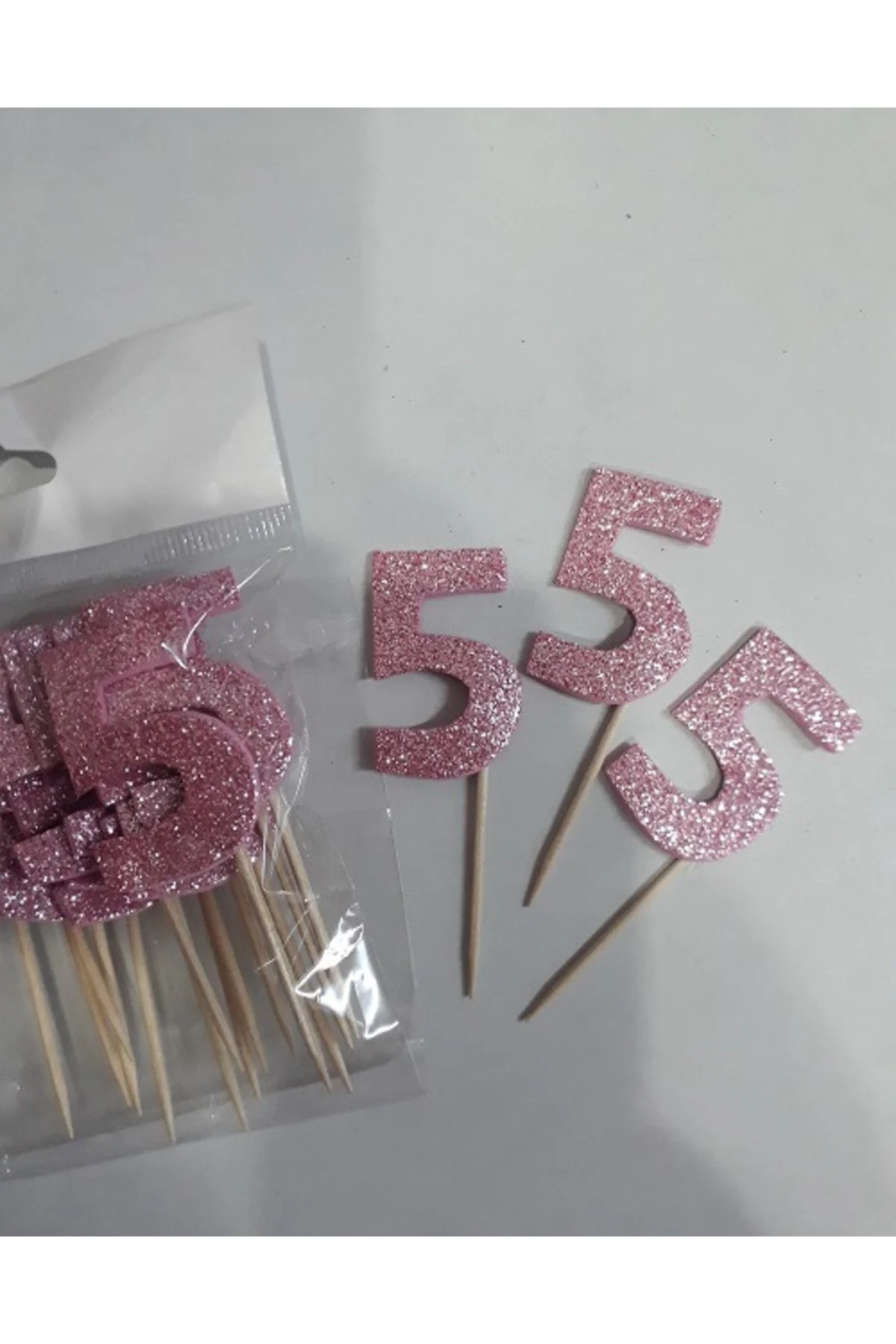 Beş Yaş Pasta Süsü Doğum Günü Kürdanı 15 Li Pembe