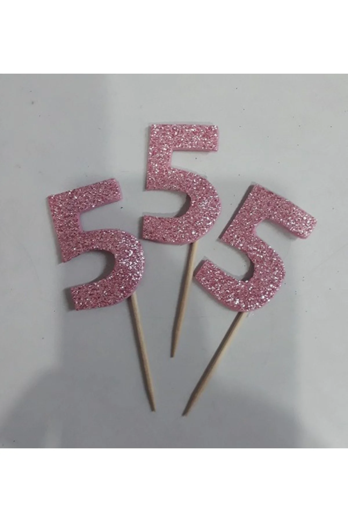 Beş Yaş Pasta Süsü Doğum Günü Kürdanı 15 Li Pembe