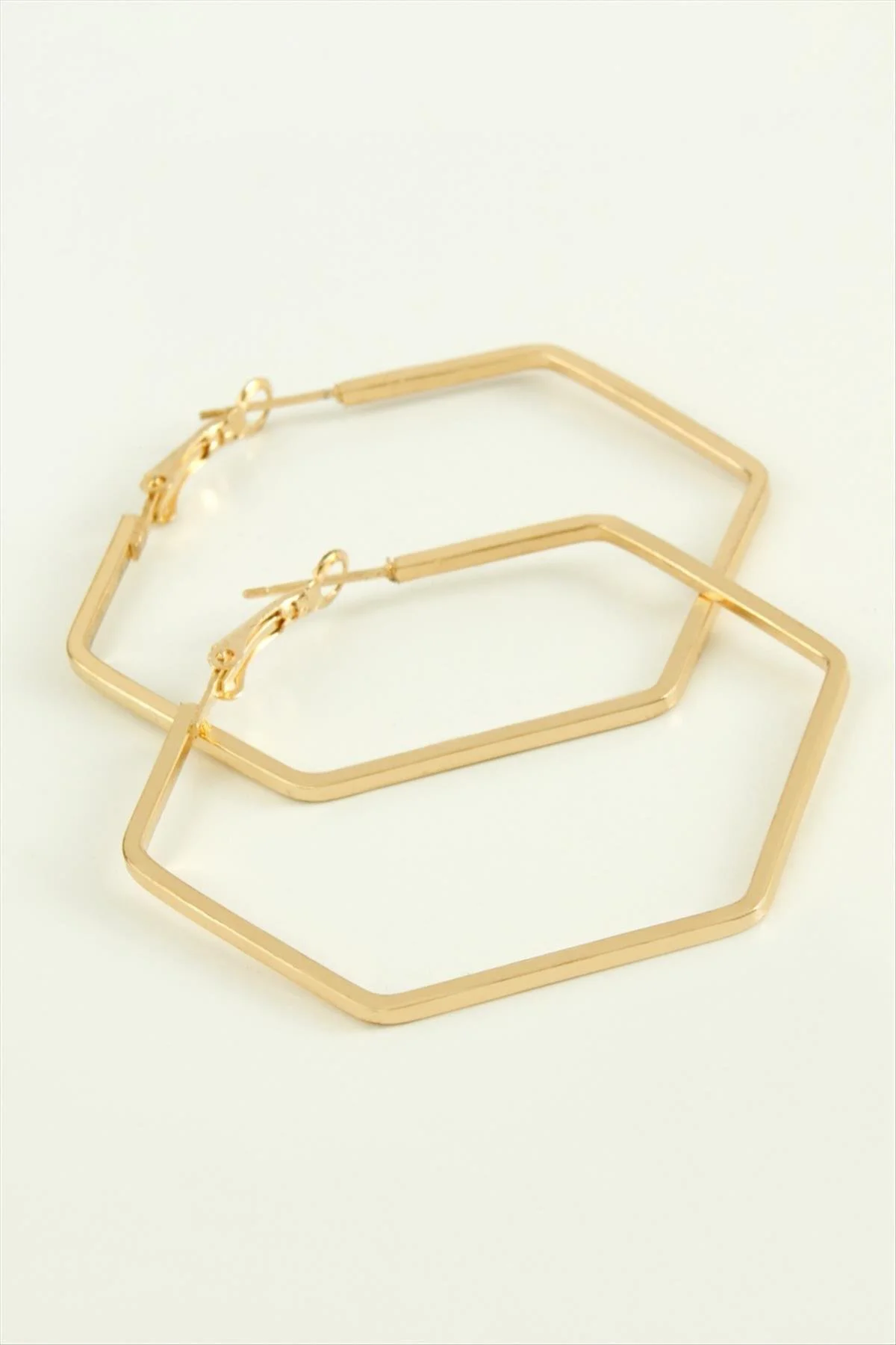 Beşgen Halka Küpe () 4 cm-Sarı